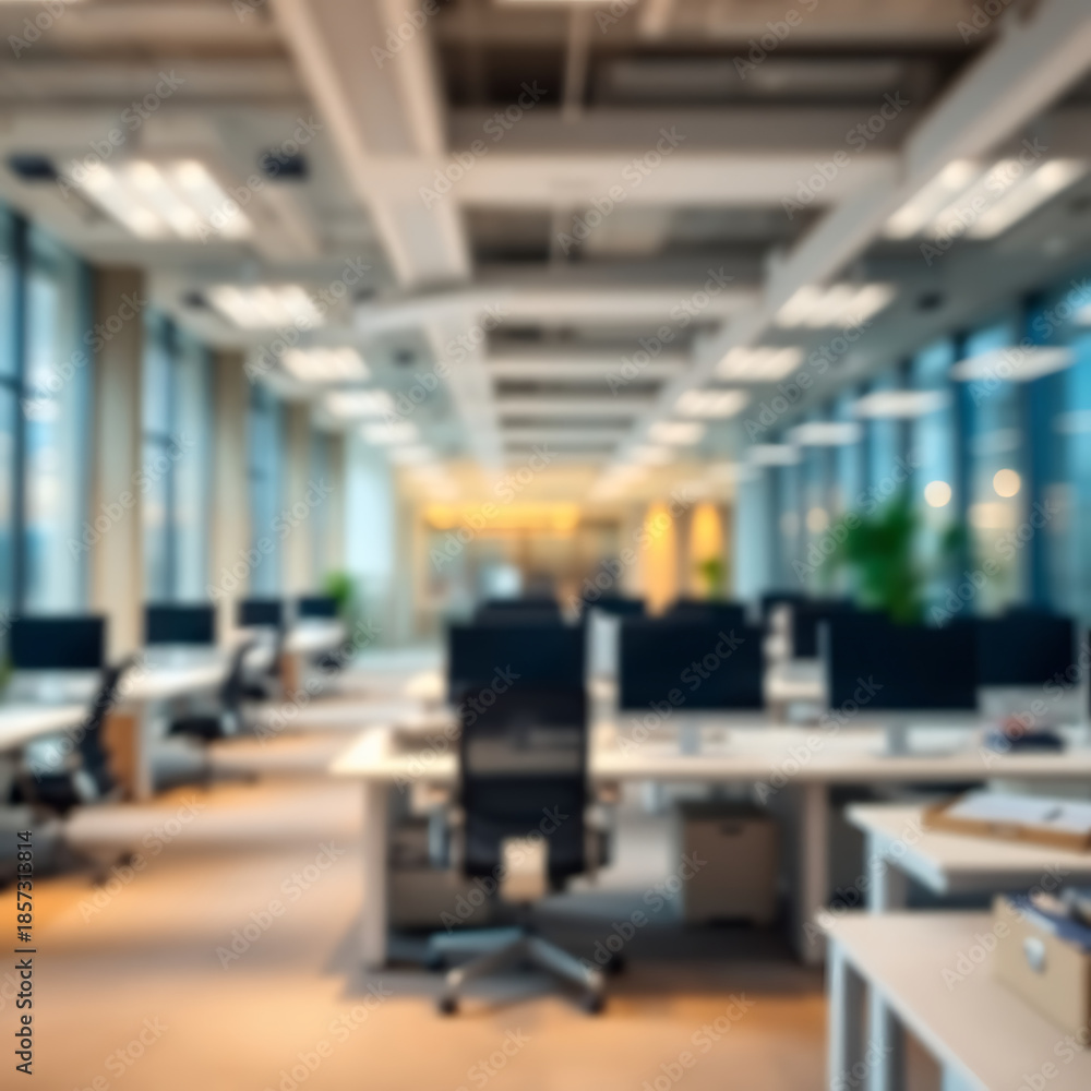 Fototapeta premium Professional Business Office Interior with Heavy Blur Effect