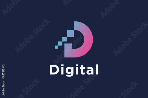 gradient d logo color vector design template