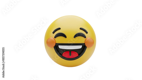 Wallpaper Mural 3D Laughing emoji face with red cheeks and tongue out on transparent background Torontodigital.ca