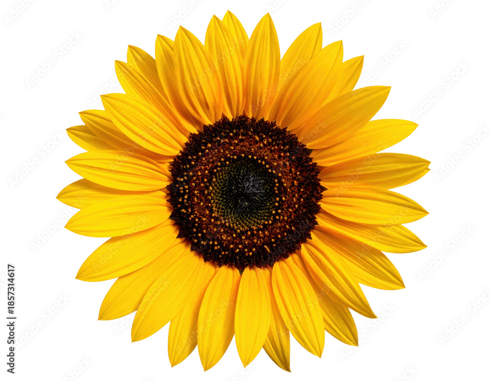 Fototapeta premium Vibrant Yellow Sunflower Blooming Against a Transparent Background in Natural Light