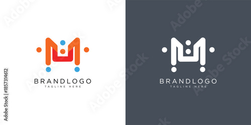Minimal Letter mu logo. Abstract mu business logo design background
