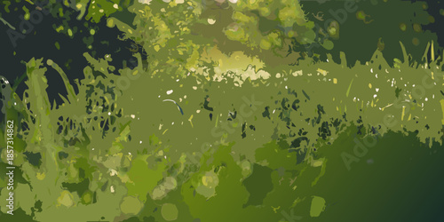 Abstract green foliage and blurred light create a natural textured background