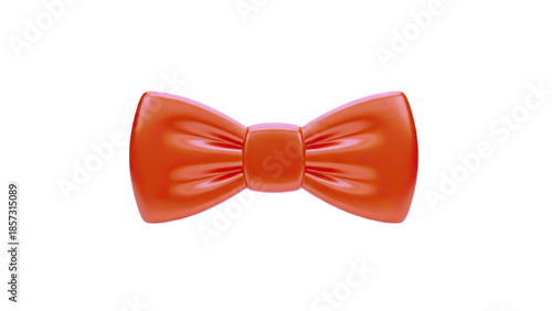 3D Shiny Red Bow Tie Accessory on transparent background
