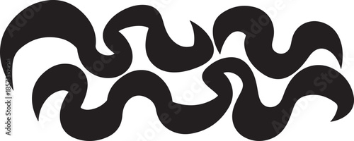 Abstract black swirling shapes on white background illustration design