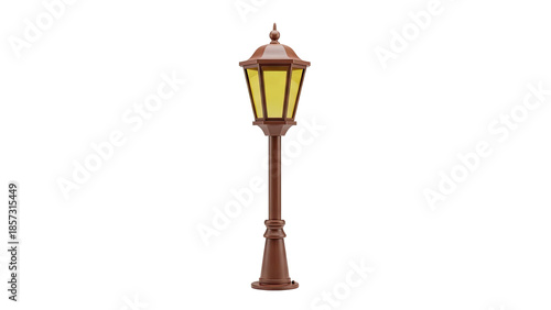 3D Vintage Street Lamp on transparent background