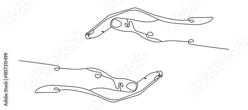 Young girl hand holding continuous line minimalist vector illustration