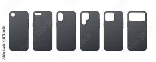 Mobile phone rear protection cover case set with a camera cut out. Vector illustration