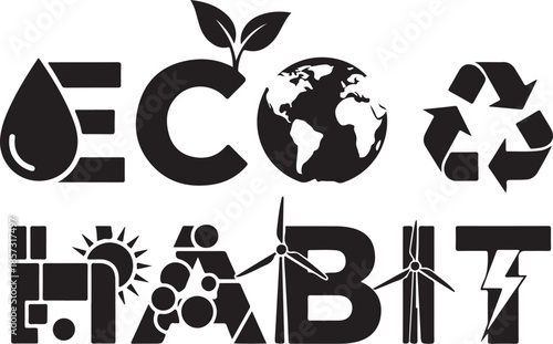 Eco habit sustainability graphic design