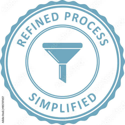 Refined Process Simplified Badge Icon – Minimalist Blue Seal for Business Efficiency and Workflow Optimization