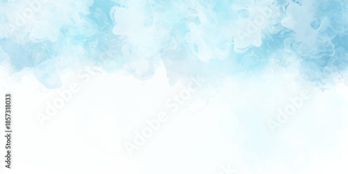 Watercolor border isolated on white, Abstract light blue watercolor background.
