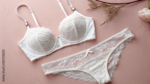 Elegant white lace bra and panty set