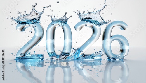 2026 New Years Celebration with Water Splash Effect.