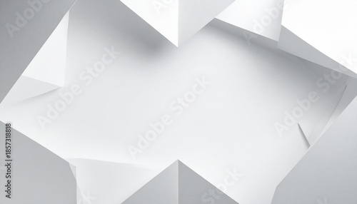 Abstract Geometric White Paper Sculpture With Shadows.