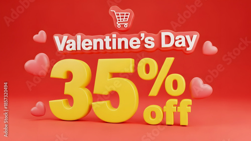 Wallpaper Mural Valentine's Day 35 Percent Off Sale With Red Hearts and Shopping Cart Icon discount promotion Torontodigital.ca
