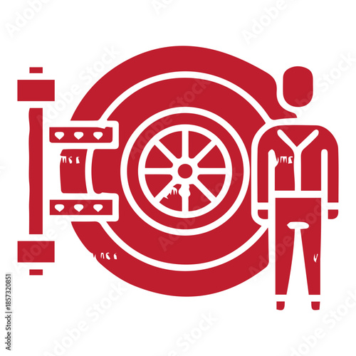 Worker With Gear And Wheel