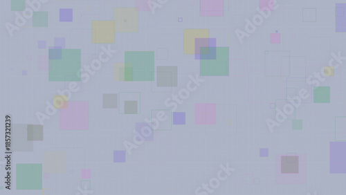 Pastel Geometric Squares Background with Transparent Overlapping Boxes on Grid