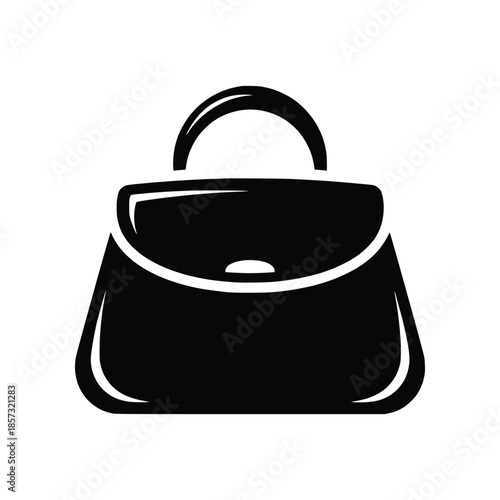 Black handbag icon, elegant accessory for women's fashion and style