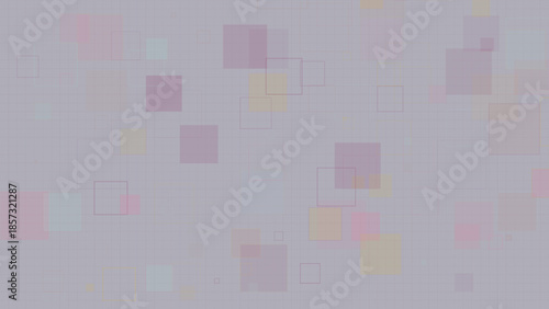 Pastel Geometric Squares Background with Transparent Overlapping Boxes on Grid