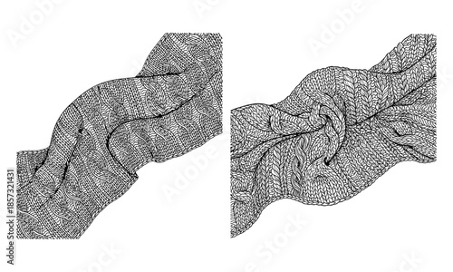 Warm blanket texture silhouette set with intricate folds