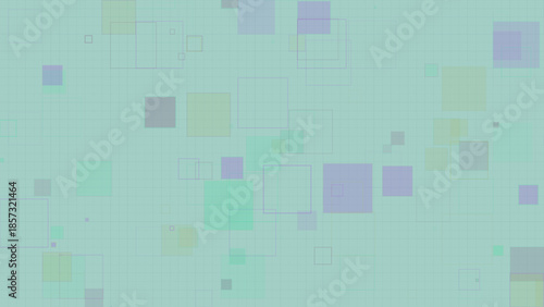 Pastel Geometric Squares Background with Transparent Overlapping Boxes on Grid