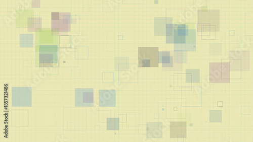 Pastel Geometric Squares Background with Transparent Overlapping Boxes on Grid