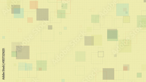 Pastel Geometric Squares Background with Transparent Overlapping Boxes on Grid