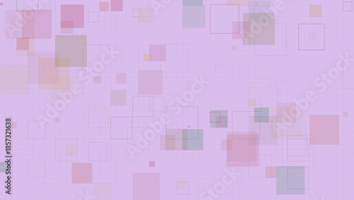 Pastel Geometric Squares Background with Transparent Overlapping Boxes on Grid
