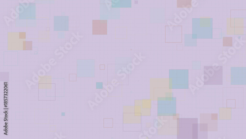 Pastel Geometric Squares Background with Transparent Overlapping Boxes on Grid