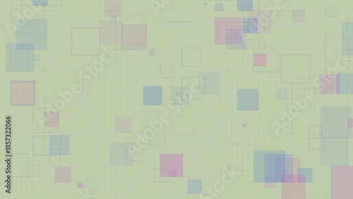Pastel Geometric Squares Background with Transparent Overlapping Boxes on Grid