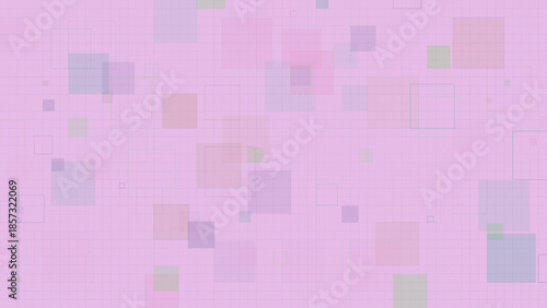 Pastel Geometric Squares Background with Transparent Overlapping Boxes on Grid