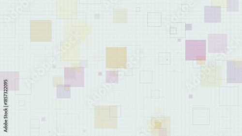Pastel Geometric Squares Background with Transparent Overlapping Boxes on Grid