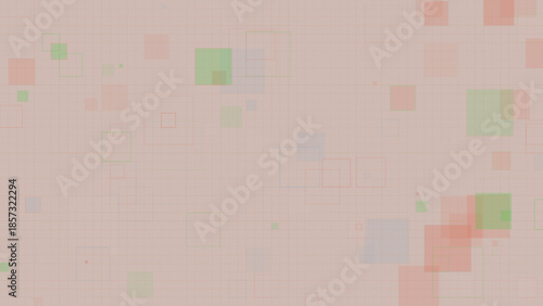 Pastel Geometric Squares Background with Transparent Overlapping Boxes on Grid