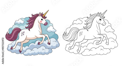 Magical Unicorn in the Sky: A whimsical depiction of a unicorn soaring through the clouds, showcasing fantasy and the essence of enchantment. 
