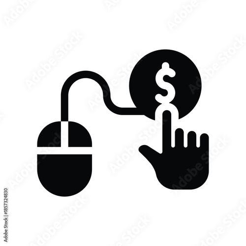 cost per click glyph icon illustration vector graphic.eps