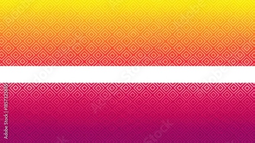 Vibrant gradient background with white stripe and diamond pattern