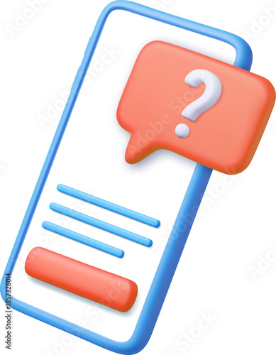 3d question mark icon and question button