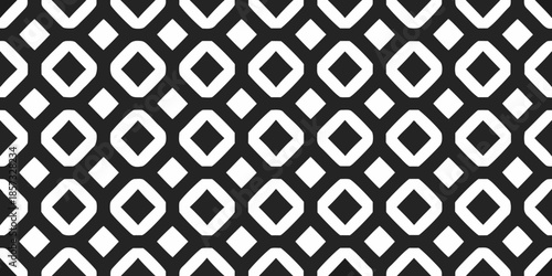 A repeating geometric pattern of black and white diamond shapes
