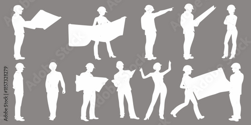 Silhouettes of people in various poses with flags and raised arms