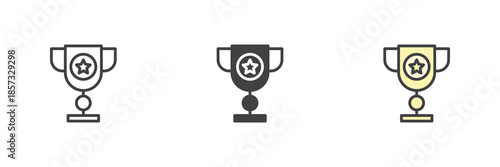 Trophy cup line, solid and colorful different style icon set pack