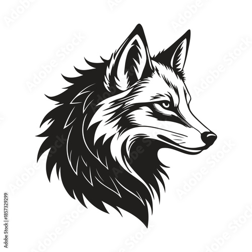 Elegant fox silhouette in black and white design.