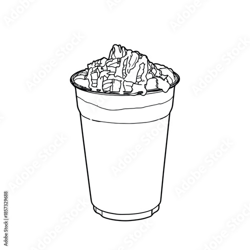 Cup With Cream Topped Beverage In A Plastic Cup For Coffee Shop Or Fast Food