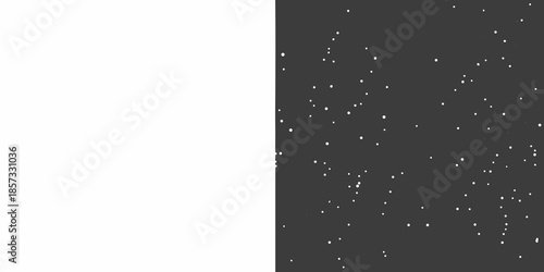 A stark contrast white void meets a starry night sky