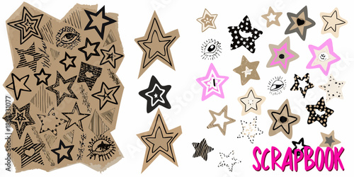 A collection of decorative stars and eyes perfect for crafting projects
