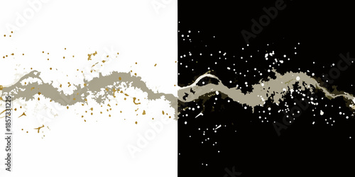 Abstract split image showing contrasting textures and a central flowing form