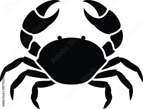 Crab silhouette, black crab icon, marine animal vector, crustacean clipart, seafood symbol, ocean creature, isolated, bold, graphic, clean