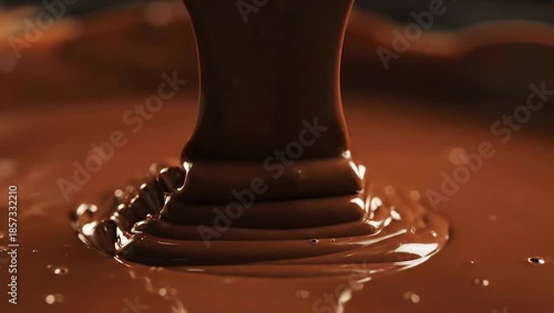 Delicious Melted Chocolate Flowing Smoothly, Perfect for Desserts and Confections.