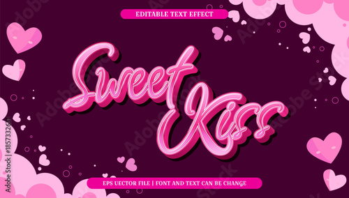 Sweet Kiss Love Hearts Background Text Effect with Editable Font and Colors