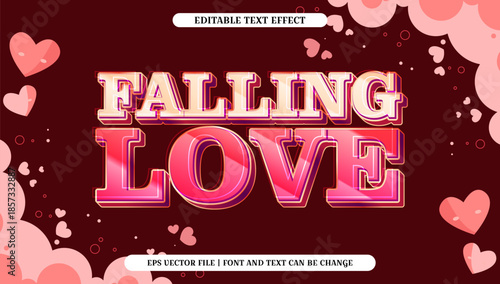 Falling in Love Text Effect with Hearts - Editable 3D Style