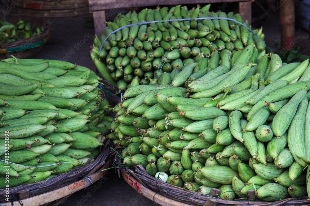 Fototapeta premium Zucchini Closeup on shop for sell