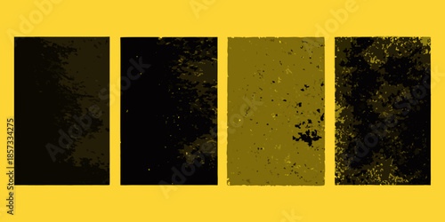 Four vertical rectangles with varying shades of black and yellow textures